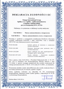 Deklaracja zgodności EC-materac przeciwodleżynowy