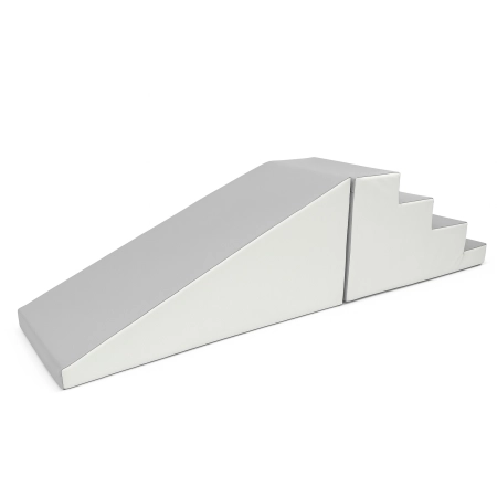 Piankowy tor przeszkód White&Gray dla dzieci – schody i rampa do ćwiczeń ruchowych