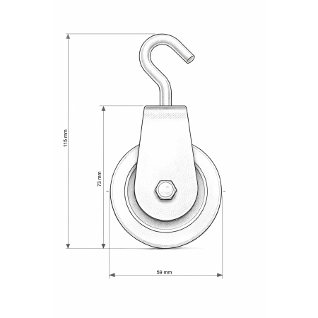 Wymiary bloczka do linek rehabilitacyjnych UGUL/PUR – schemat techniczny