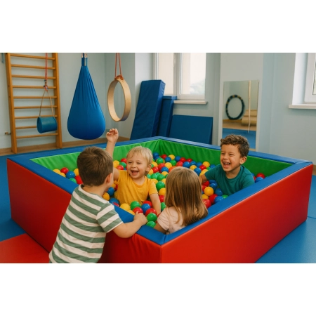 Suchy basen sensoryczny 300x300x60 cm z 4500 piłeczkami do terapii SI i sali zabaw