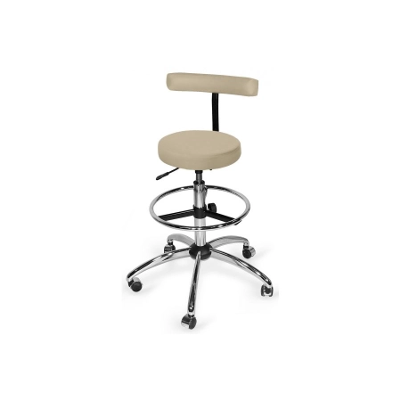 Taboret z regulowanym podnóżkiem