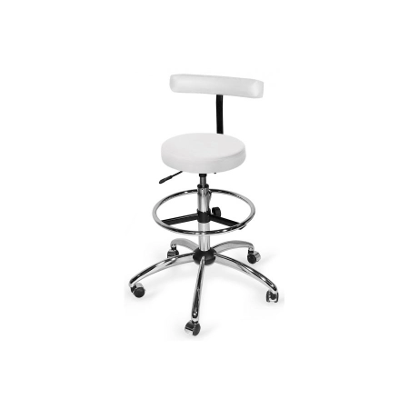 Taboret z regulowanym podnóżkiem