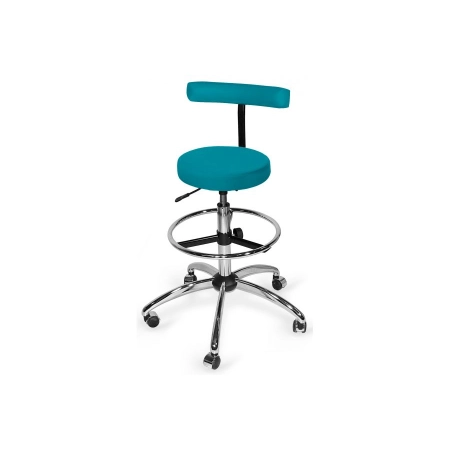 Taboret z regulowanym podnóżkiem
