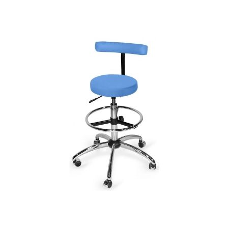 Taboret z regulowanym podnóżkiem