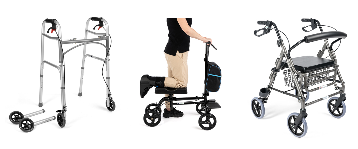 Balkonik, podpórka czterokołowa i knee walker – porównanie modeli wspomagających chodzenie