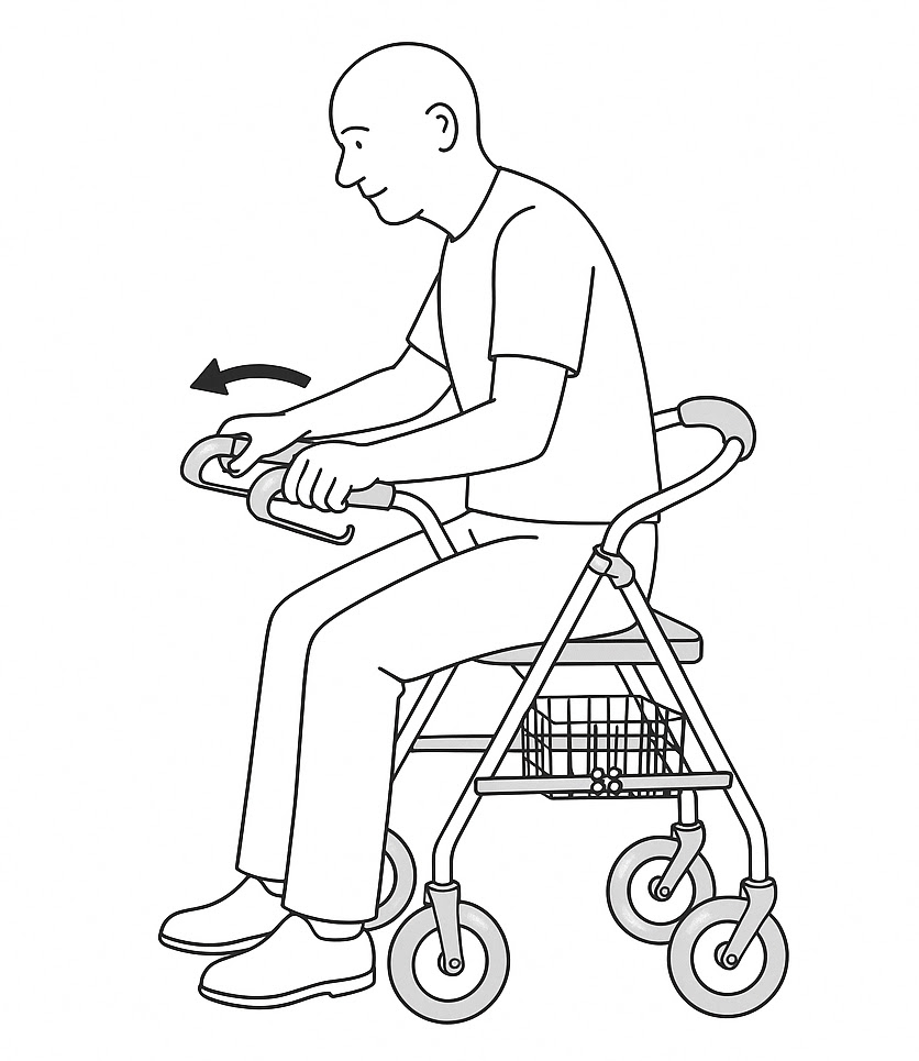 Rollator: blokowanie hamulców i bezpieczne siadanie – krok po kroku