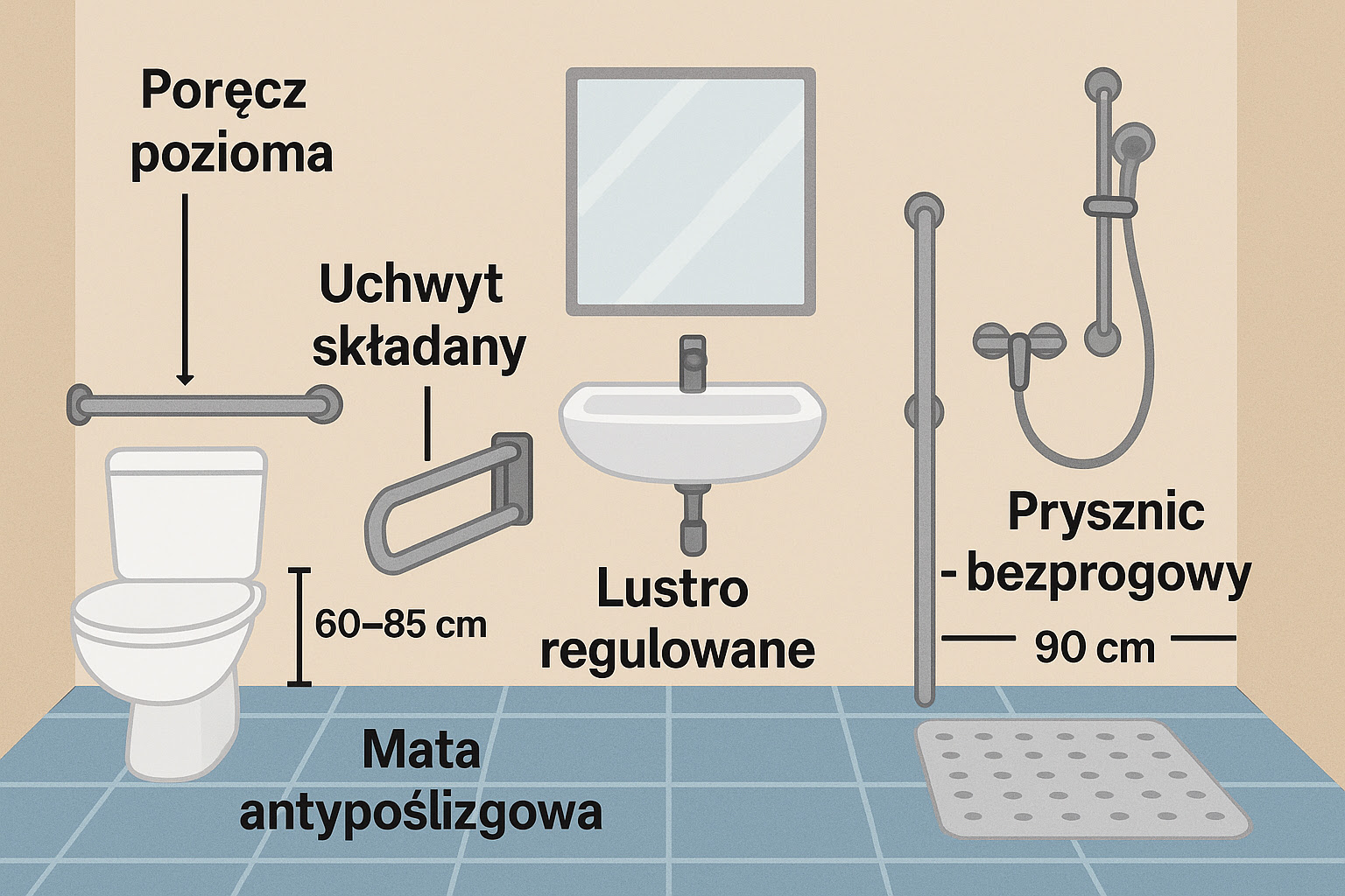 Łazienka przystosowana dla osób z niepełnosprawnością