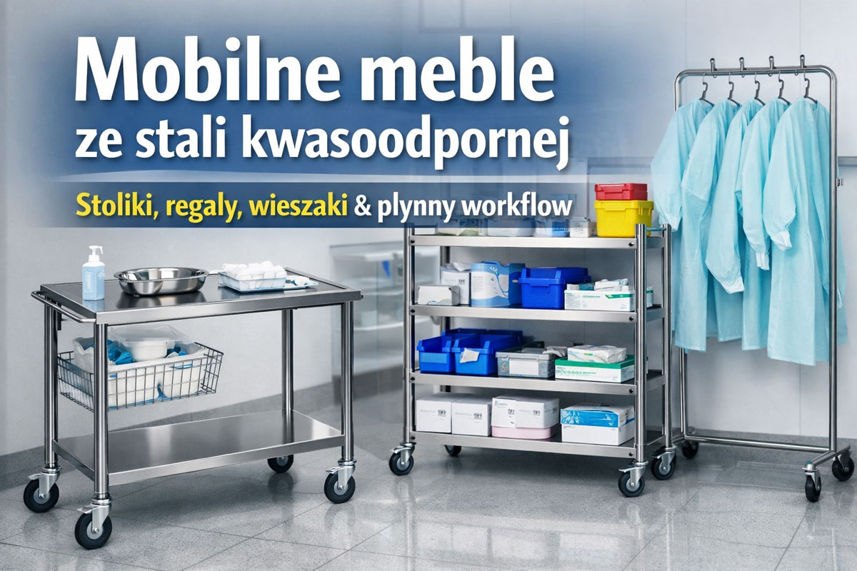 Mobilne meble ze stali kwasoodpornej – stoliki, regały, wieszaki. Jak zaprojektować płynny workflow w placówce? Mobilne meble ze stali kwasoodpornej – stoliki, regały, wieszaki. Jak zaprojektować płynny workflow w placówce?