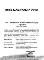 Przyłóżkowe Urządzenie Rehabilitacyjne - deklaracja zgodności WE