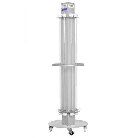Lampa bakteriobójcza UV C NBV 8x36 P BT ujęcie pod kątem z widocznymi osłonami i podstawą jezdną
