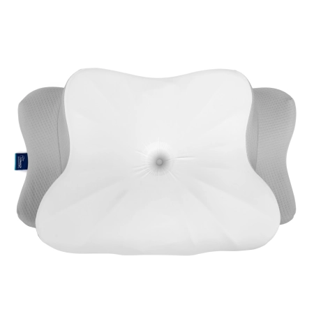 Biało-szara poduszka ortopedyczna z pianki termoelastycznej SLEEP BUDDY.
