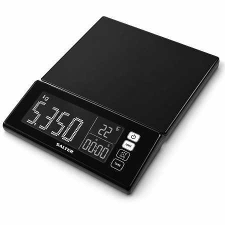 Czarna waga kuchenna Salter MaxView 1085 BKDR 6 kg / 1 g na białym tle