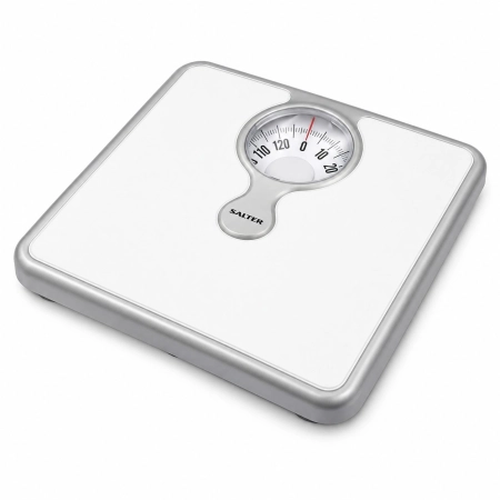Biała mechaniczna waga osobowa Salter 484 WHDR OUTLET do 133 kg z analogową tarczą